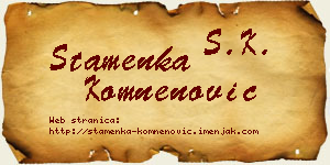 Stamenka Komnenović vizit kartica